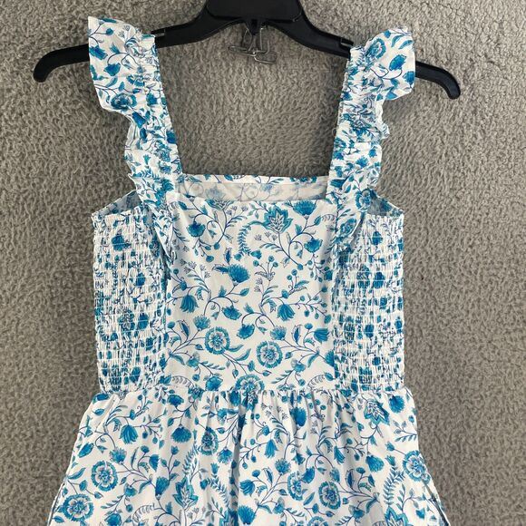 Draper James Womens Floral Dress Cottage Long 100% Cotton Sz S Flowy Ruffle - Picture 12 of 16